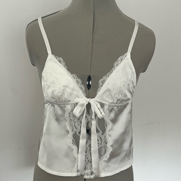 Kat the Label Madeline White Ivory Lace Satin Cami and Shorts Set S - Picture 3 of 7